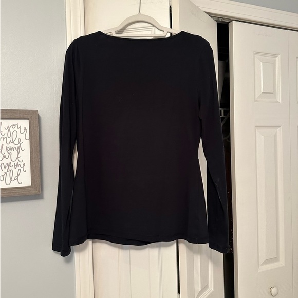 LOFT Black Long Sleeve Beaded Top - Picture 6 of 13
